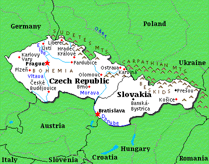 Mapa Checoslovaquia/Moravia